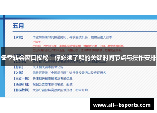 冬季转会窗口揭秘：你必须了解的关键时间节点与操作安排